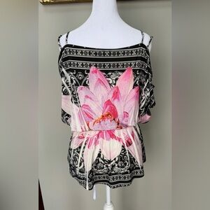 Floral Black and Pink Women's Top